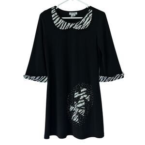 Vintage Lady Noiz collared shift dress zebra emo goth whimsigoth witchy emo  M